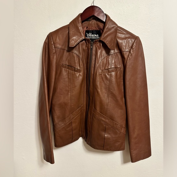 Wilsons Leather Jackets & Blazers - Wilson’s Women’s Vintage 100% Genuine Leather Zip Up Jacket Pockets Brown